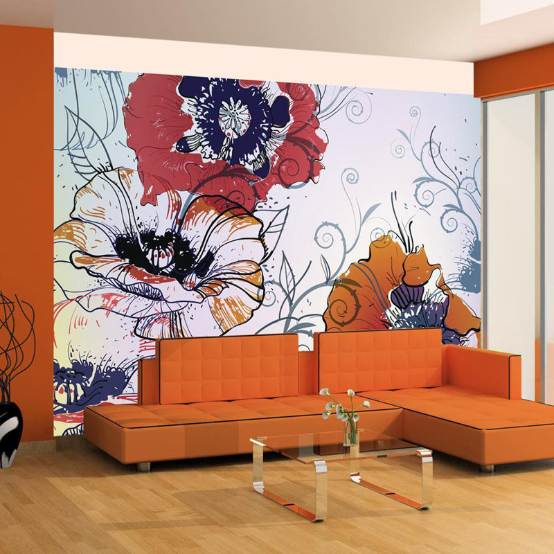 Floral Wall Mural, 121" L x 157" W