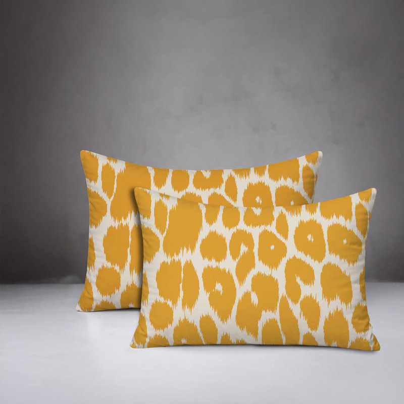 Oreiller réversible intérieur / extérieur à imprimé zébré Nubi, 20x14, Yellow