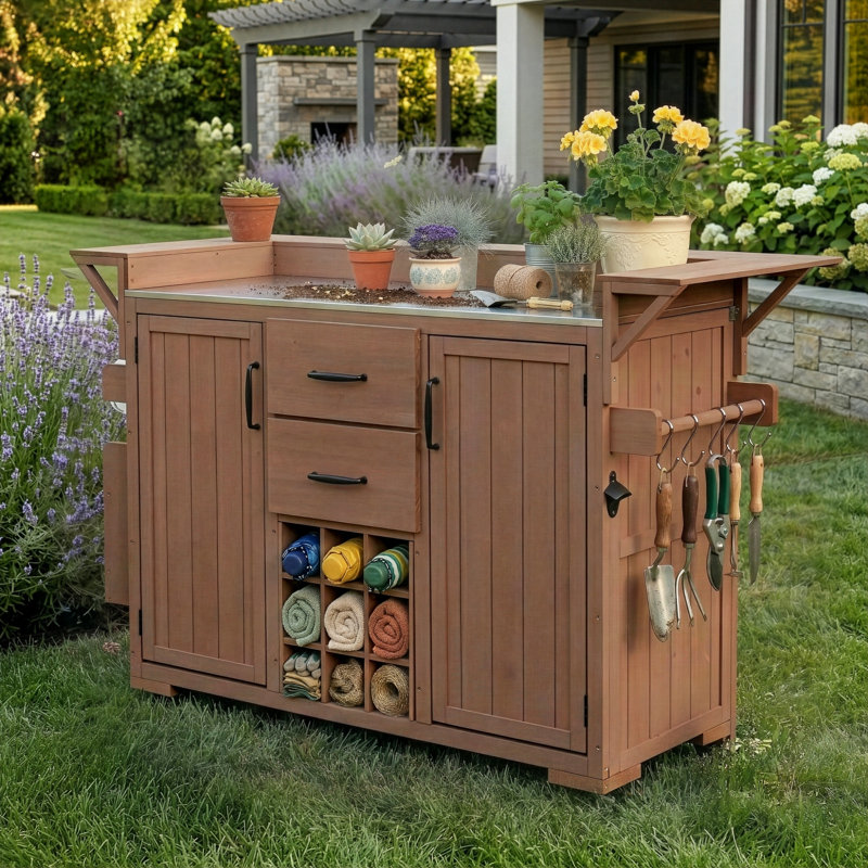 Îlot de cuisine l 60,2 po Modern, Brun