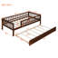 Lit de jour compact avec lit gigogne et barrière, garde-corps en noyer pour bureaux à domicile-130040729-130040730