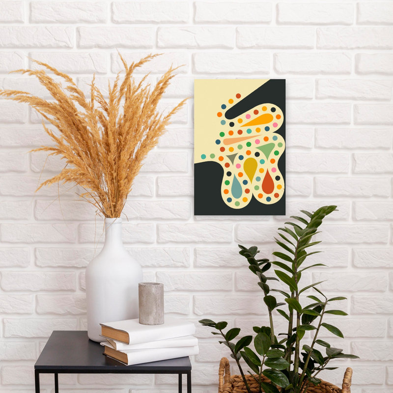 Reproduction d'art coloré abstrait rétro coloré et audacieux, 18" H x 12" W