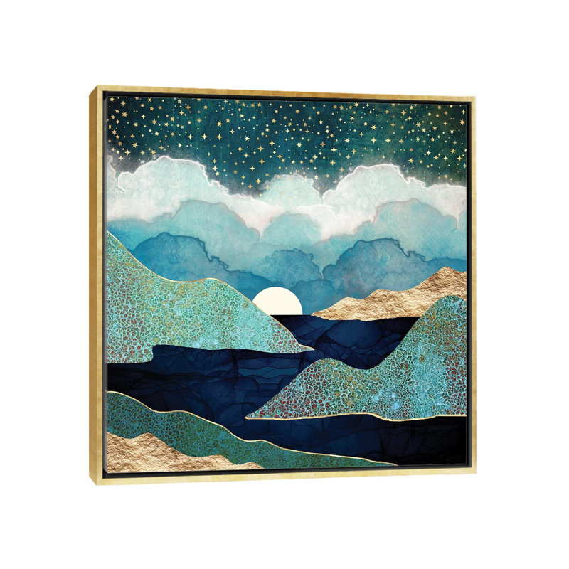 Ocean Clouds - impression d'art graphique, 18" H x 18" W x 1.5" D, Gold Framed Canvas, Aucun mat
