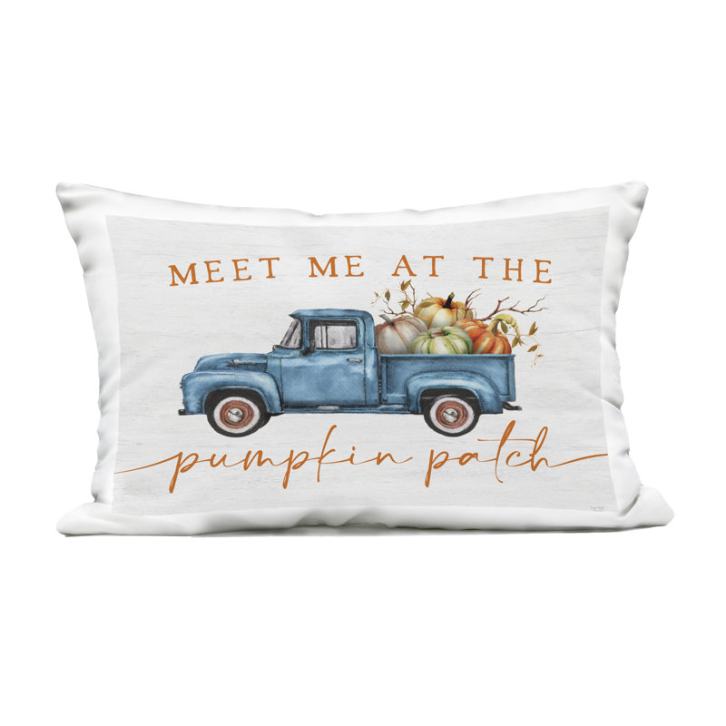 Coussin d'extérieur imprimé "Meet Me Pumpkin Patch", par Lux + Me Designs, Texte et chiffres bleus 24