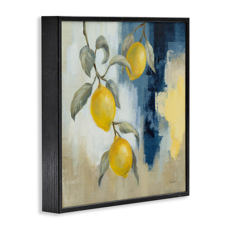 Citrons du Sud, estampe numérique par Silvia Vassileva, Giclée encadrée noir minuit, H 17 po x l 17 po