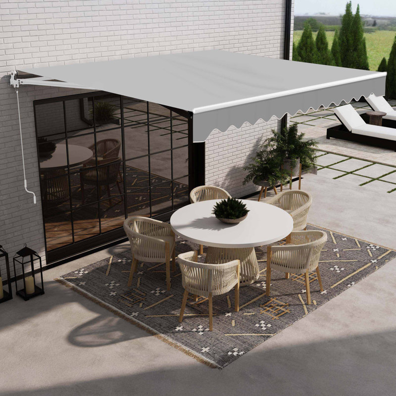 Auvent d'extérieur motorisé rétractable avec structure blanche ALEKO, Gris anthracite, 10' W x 8' D