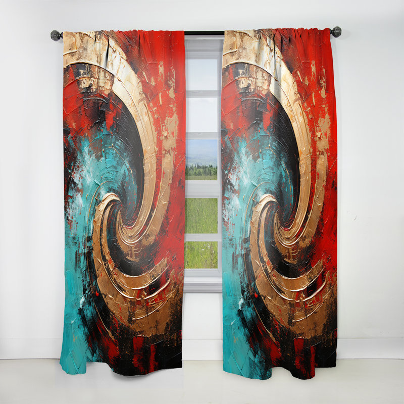 Rideau de velours moderne rouge foncé bleu Majestic Motion Spiral III - obscurcissant - 1 panneau, L 52 po x L 90 po