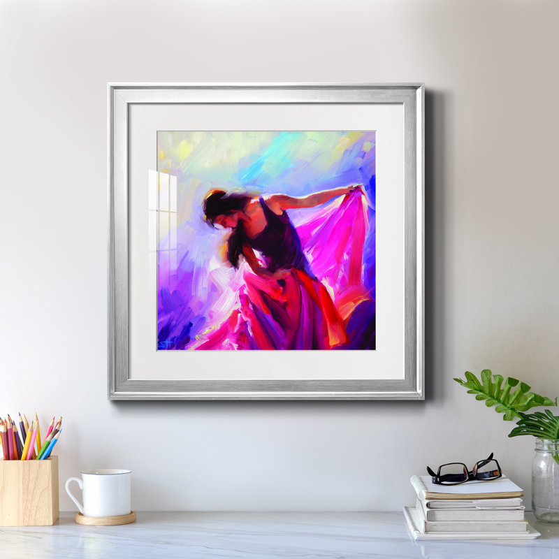 Magenta - peinture encadrée, H 22,5 po x l 22,5 po x P 1,5 po, Papier avec cadre argenté