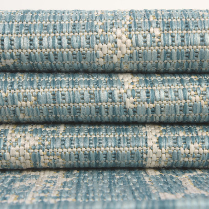 Outdoor Equivine Area Rug Light Aqua-Ivory Color, Rectangle 6' x 9'