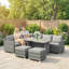 Outsunny 8 Seater Rattan Garden Furniture Set Wide Seats 2 Footstools Grey