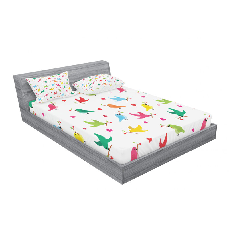 Microfiber Sheet Set, Queen Sheet Set with 2 Pillowcases, Heart