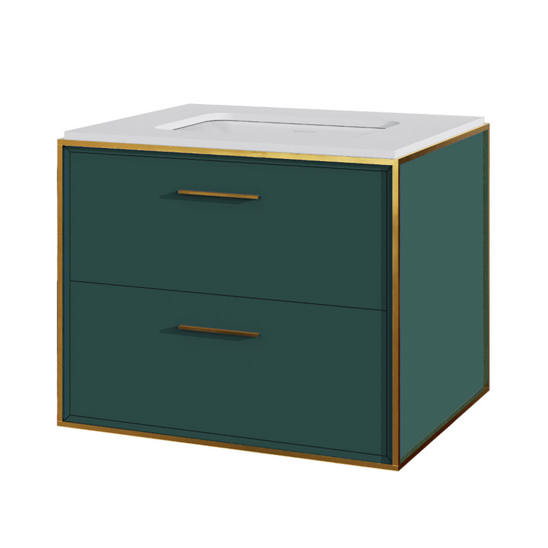 Linea 24'' W Single Vanity, Matte Olive Green, Brass, Wall Mount