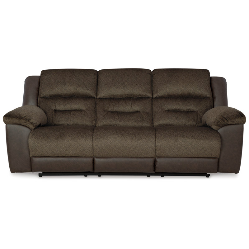 Brown Faux Leather Manual Reclining Sectional Sofa