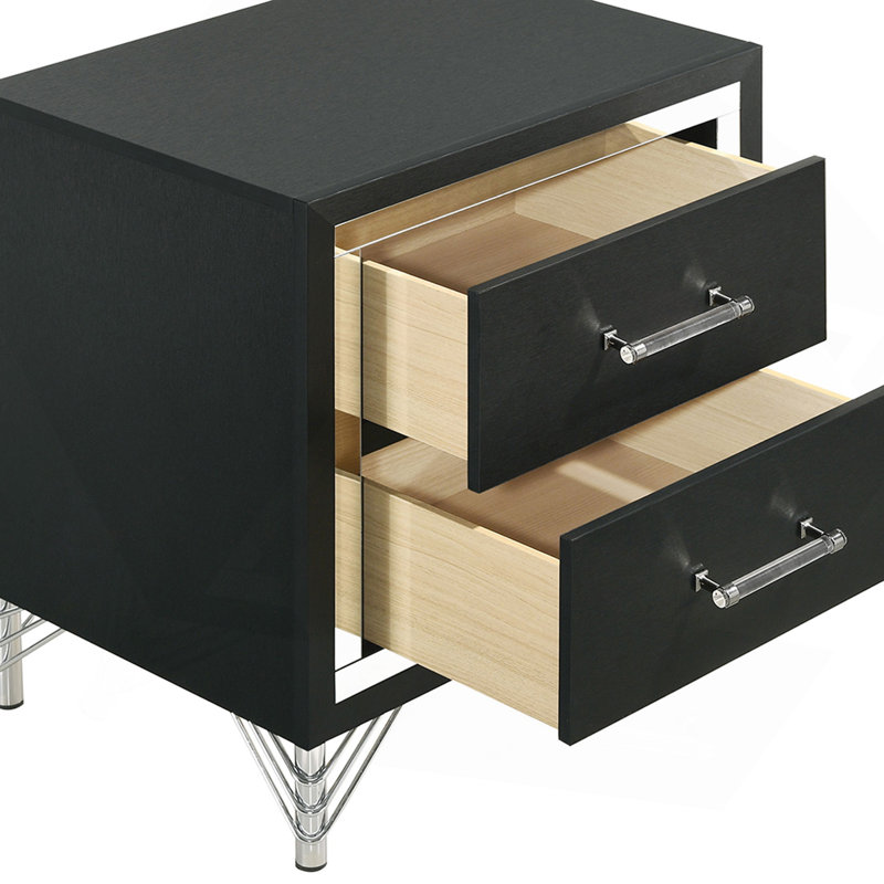 Malcolm Black 2-Drawer Nightstand Bedside Table