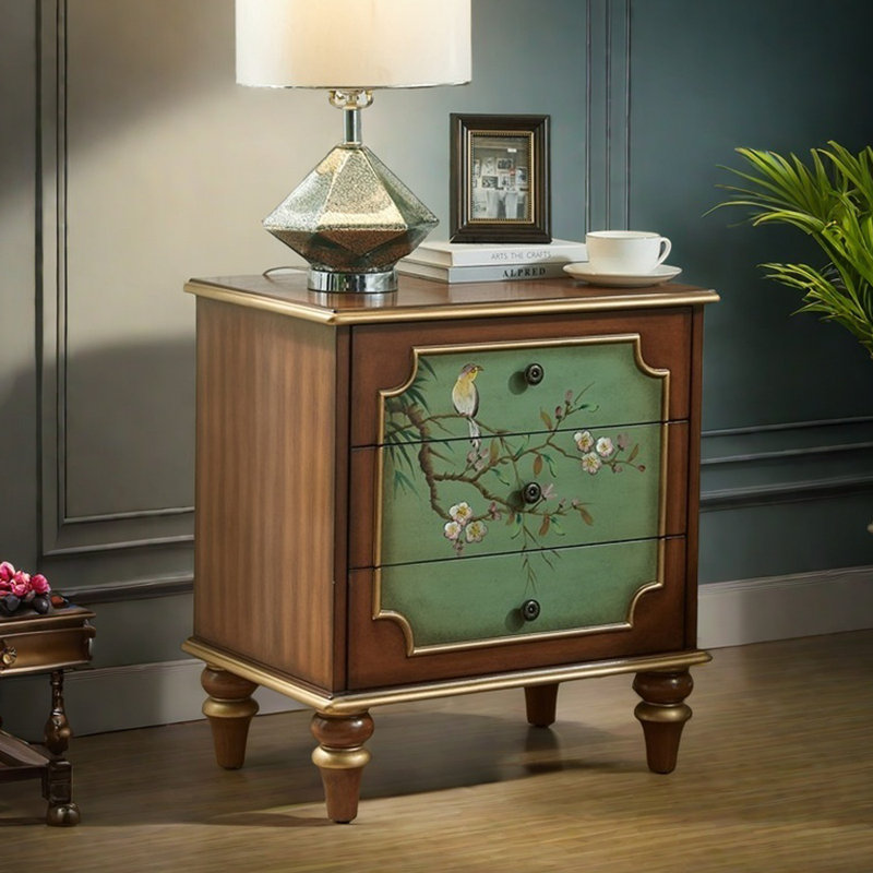 Commode décorative rustique 3 tiroirs peinte à la main