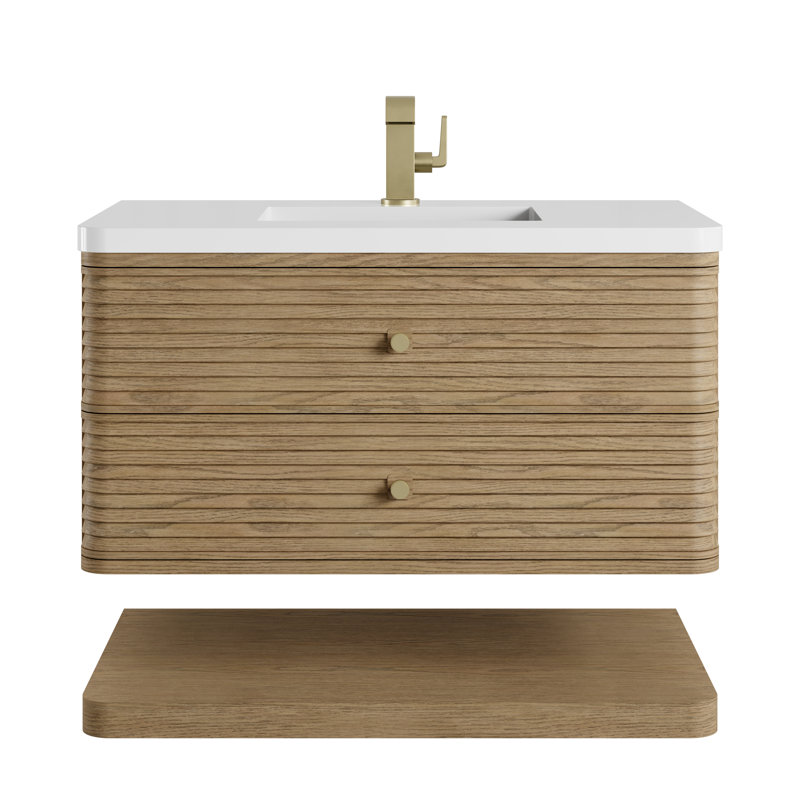 Allamari 36" W Single Vanity, White Zeus Silestone, Dune Mist, Single-Hole