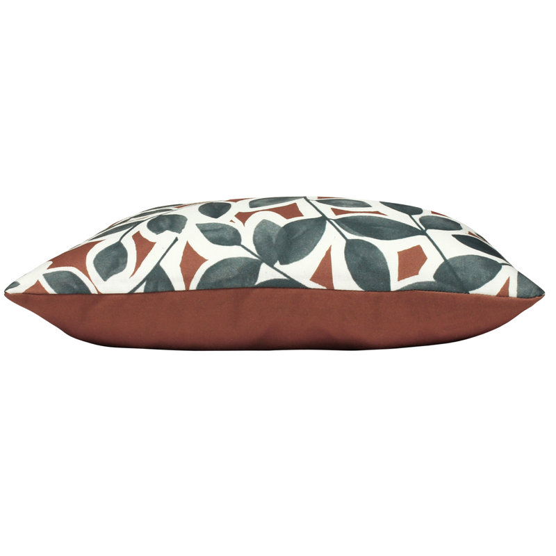Floral Rectangular Lumbar Cushion, Brick