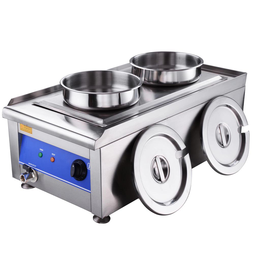 WeChef 1200W Dual Pots Countertop Food Warmer Stainless Steel Commercial Buffet Prep & Savour