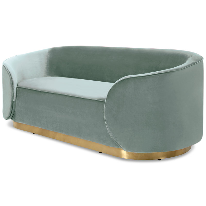 Canapé à accoudoirs carrés en velours de 85 po Dunford, Bleu pâle
