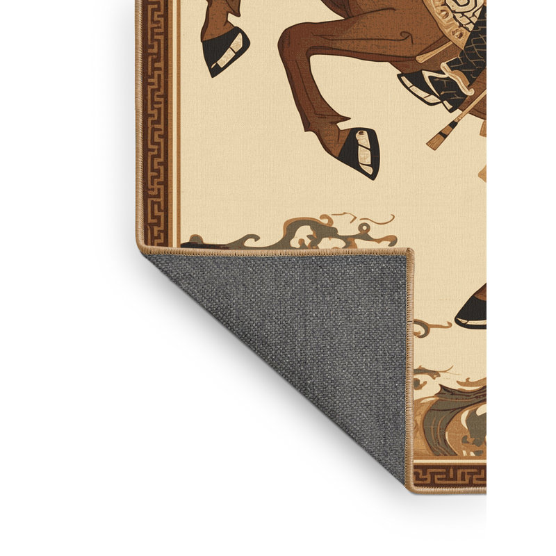 Tapis oriental brun doux et moelleux avec bouclier Dunmire - reliure brun clair, 6 X 9