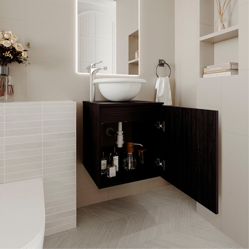 Meuble-lavabo de salle de bain 1 porte avec lavabo (sans robinet inclus)