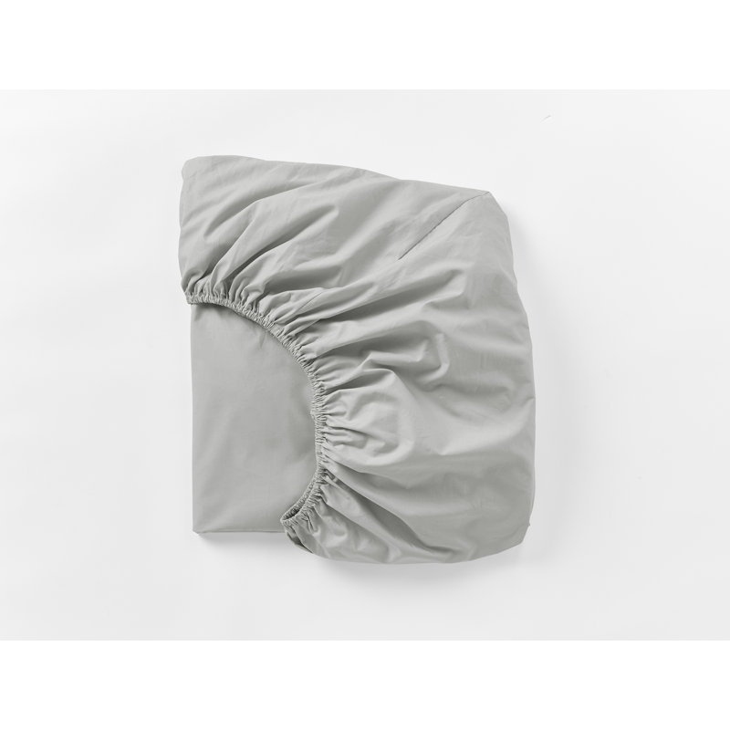 Crinkled 100% Cotton Percale Fitted Sheet, Twin Fitted Sheet, Pewter