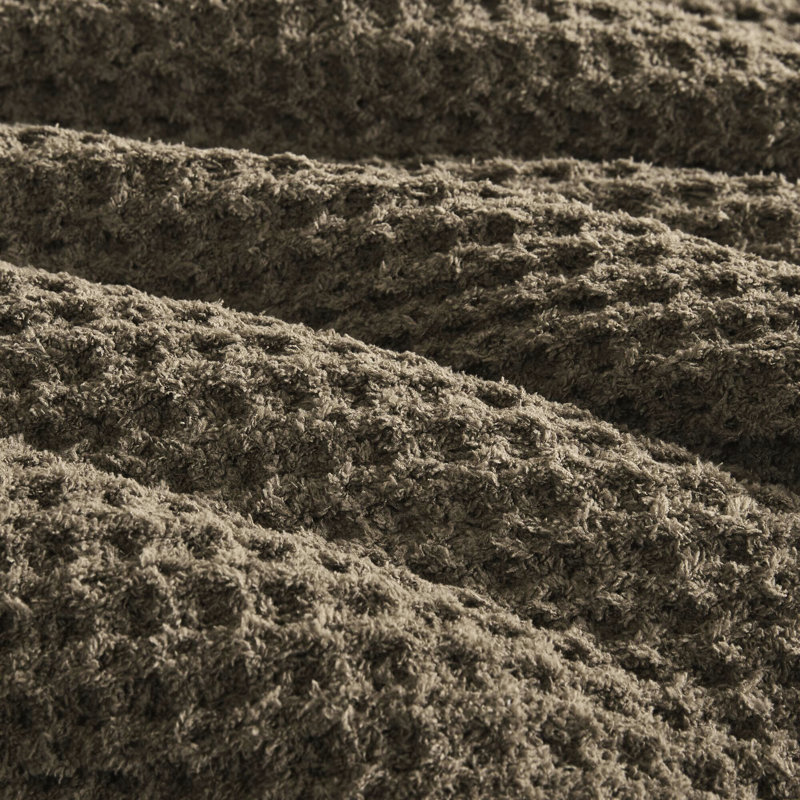 Édredon simple en chenille tricoté gaufré, 100%, 2 taies décoratives, réversible, lavable à la machine et bourre de taie décorative, dossier, lavable, mélange brun-grisâtre