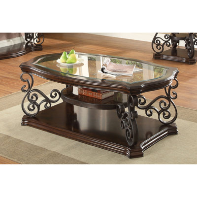 Bianca Merlot 2-Shelf Glass Top Coffee Table