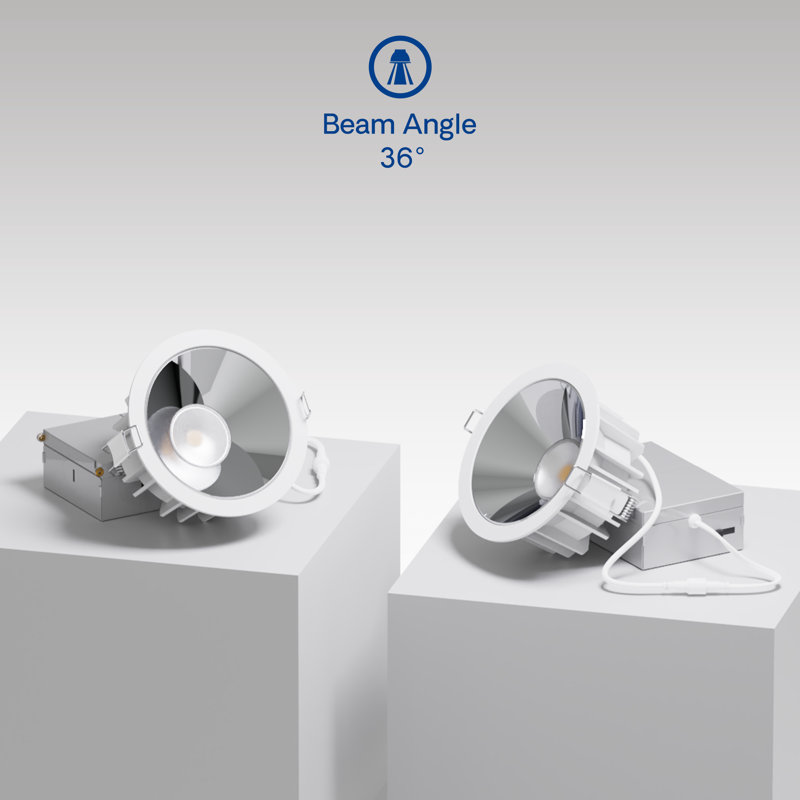 DEL encastrée 4 po, 12 W, angle de faisceau de 36 degrés, 5 CCT sélectionnable, intensité variable 0-10 V, 120-277 V