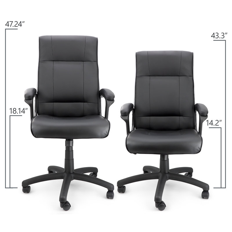  High Back Adjustable Faux Leather Office Chair in Black