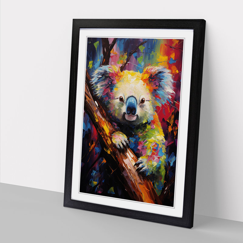 Koala Bear Expressionism Art - Framed Print, 64cm H x 46cm W, Black Framed