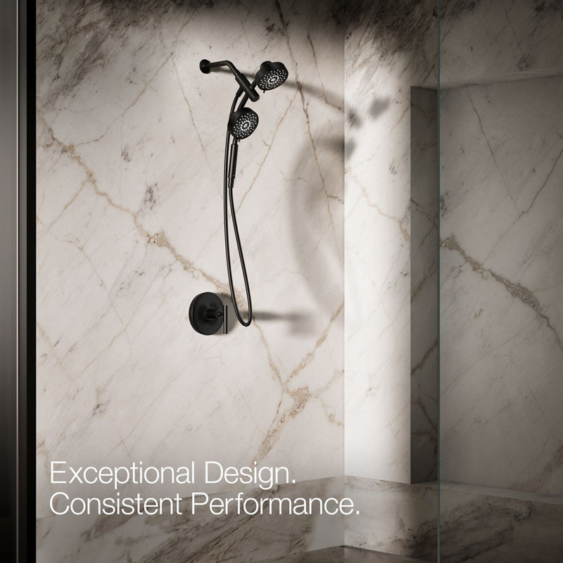 Kohler Purist® 2-In-1 Multifunction Shower Combo Kit, Showerhead and Handshower, Three Spray Settings, Matte Black