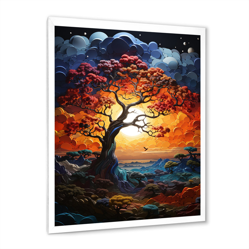 Baobab africain aux couleurs de l'arc-en-ciel II, H 40 po x l 30 po, Cadre simple blanc