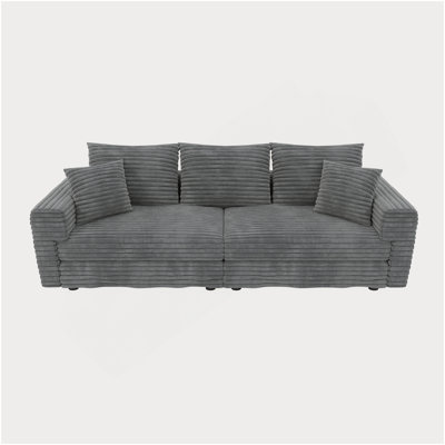 Canapé 82,7 po en velours côtelé 82,7 po, canapé-lit rembourré moderne et confortable, sièges profonds avec coussins moelleux, canapé-lit à siège profond convertible pour salon, chambre à coucher, appartement, bureau, gris