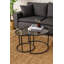 Ensemble de tables basses Modern (2 pièces), verre trempé noir et structure en métal | Petite table: 16,5 x 15,4 x 16,5 pouces, grande table: 23,6 x 17,0 x 23,6 pouces | Conception durable et élégante pour la décoration de salon et de bureau