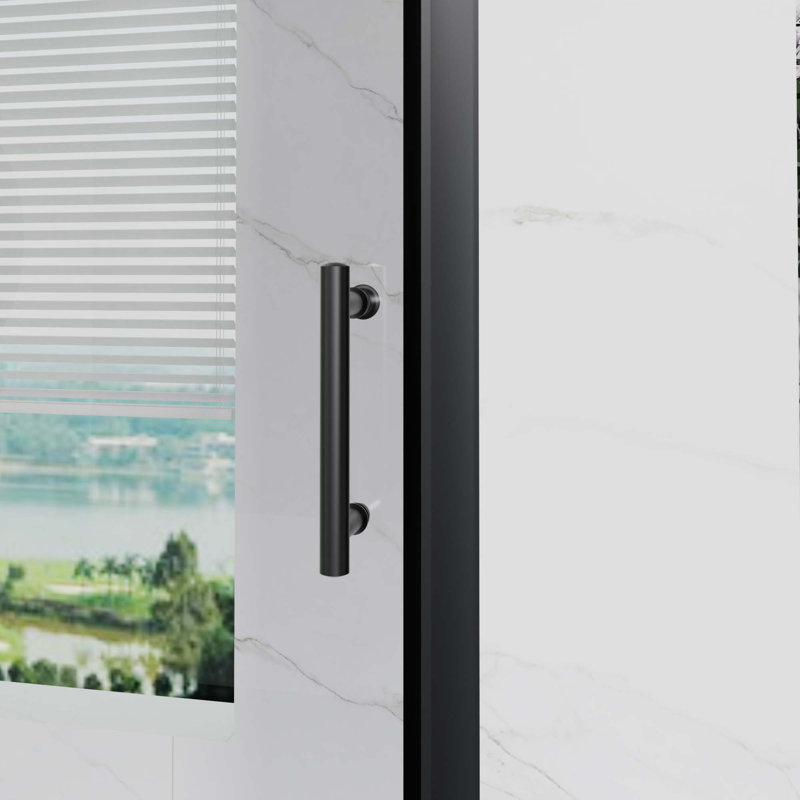 60.in W x 62.in H Single Sliding Shower Door for Bathtub, 1/5 inch Thick Clear Tempered Glass Shower Door with Stainless Steel Handle