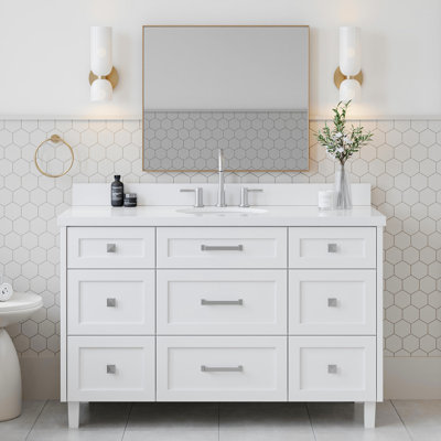 ARIEL Monrow Single Sink Bathroom Vanity with Carrara Quartz Top