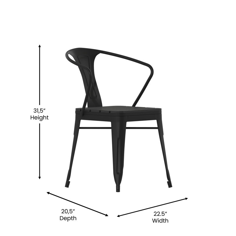 Chaise de patio à dossier à lattes toutes saisons avec siège en résine de polyester