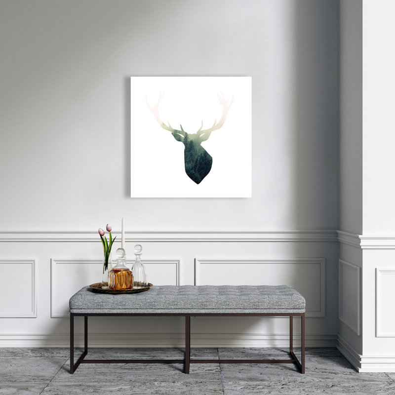 Toile de paysage vert tête de cerf | Hygge Home Decor