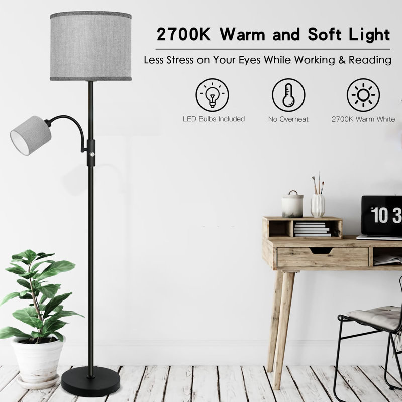 Benancia Black Tree Floor Lamp, Gray