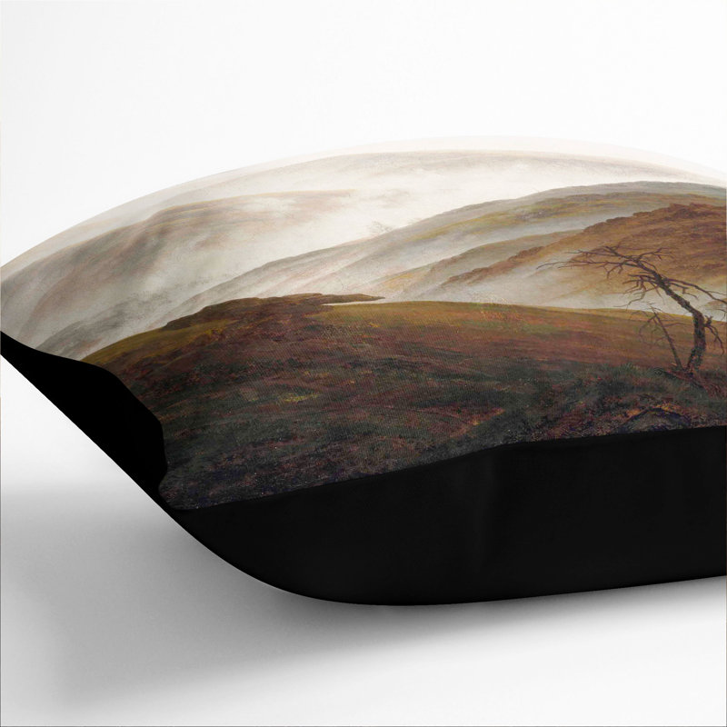 Mountain Landscape With Mist Square Throw Cushion, Black, 55cm H x 55cm W x 20cm D