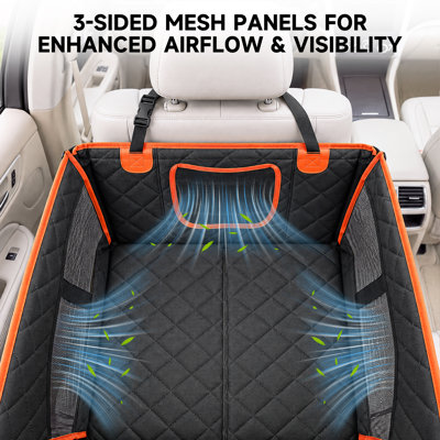 Dog Car Seat,Back Seat Extender for Dogs,Hard Bottom Pet Hammock, Large, Orange