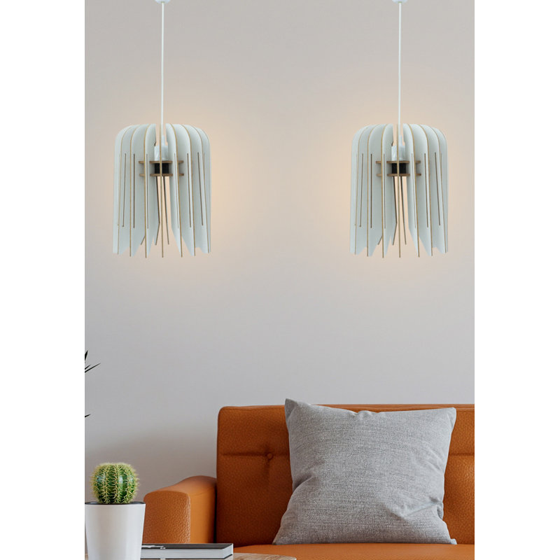 Luminaire suspendu géométrique unique à 2 lumières, Blanc, Blanc