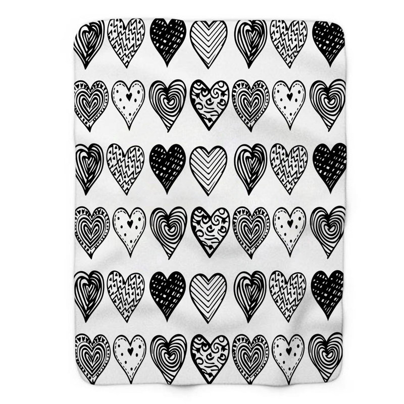 Cupid's Scribbles - Couverture Sherpa 1 pièce de qualité supérieure 0060, L 60 po x L 80 po