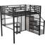 Lit mezzanine en métal noir avec garde-robe, bureau et tablettes de rangement-1847009187