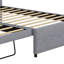 Lit plateforme tapissier double (lit gigogne: plat / dressé, tête de lit en lin, sans sommier)-389300548