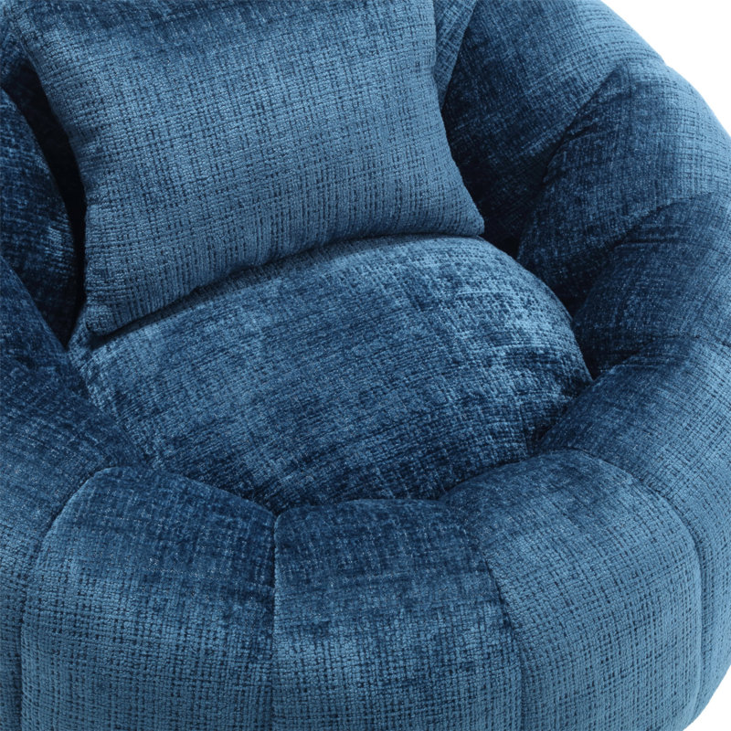 UNITED WE WIN Modern Bean Bag Chairs, Comfy Round Chair for Adults with Ottoman, Leisure Single Sofa Reading Chair with Pillow for Living Room, Bedroom, Apartment