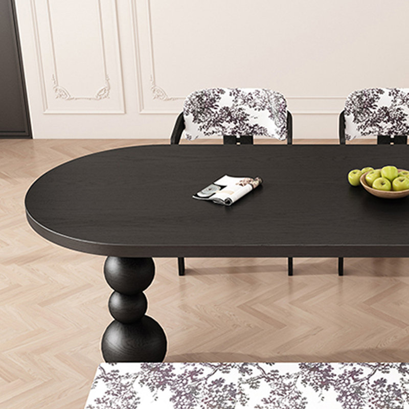 Black Durable Ash Wood Tabletop Dining Table, 29.52"H x 70.86"L x 31.49"W