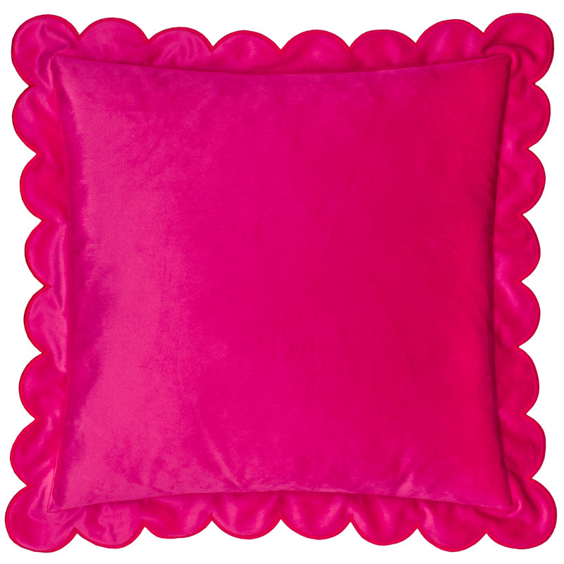 Lil Scallop Square Cushion, Pillow Cover Only - No Insert, Pink/Red