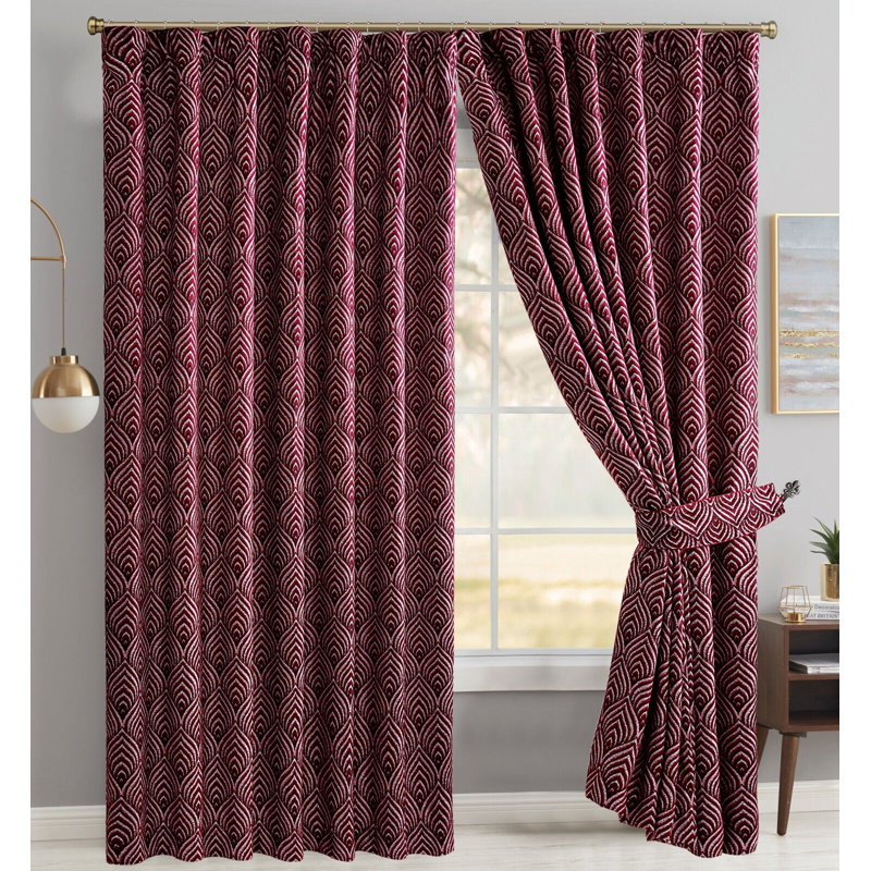 Marmaduke Cotton Blend Blackout Curtain Pair, 116 W x 137 D cm, Burgundy