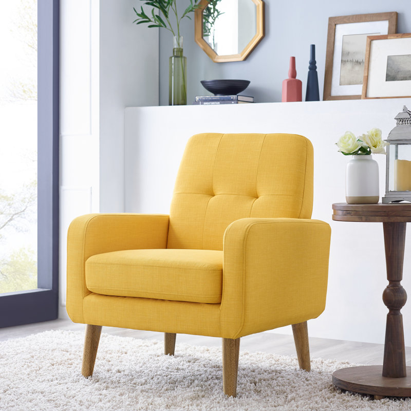 Fauteuil capitonné Crandall, Beige